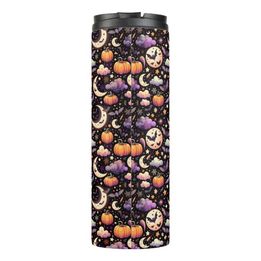 Whimsical Halloween Night Sky Pattern Thermosbeker (Achterkant)