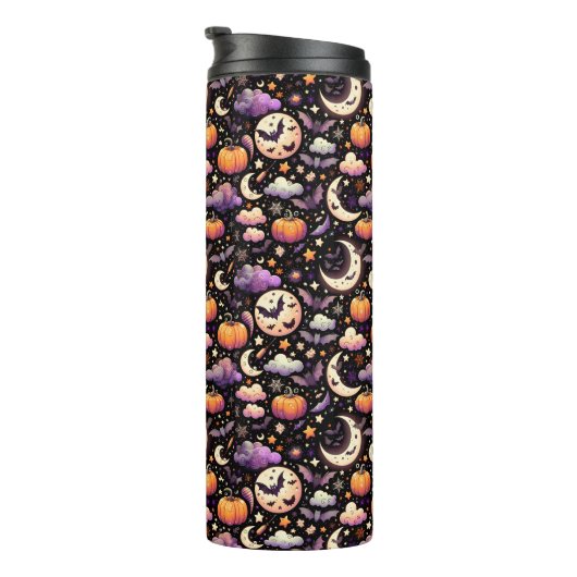 Whimsical Halloween Night Sky Pattern Thermosbeker (Geroteerd rechts)