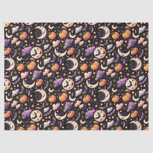 Whimsical Halloween Night Sky Pattern Tissuepapier (Voorkant)