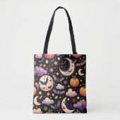 Whimsical Halloween Night Sky Pattern Tote Bag (Voorkant)