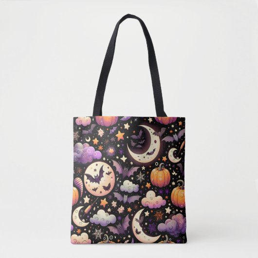Whimsical Halloween Night Sky Pattern Tote Bag (Voorkant)