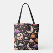 Whimsical Halloween Night Sky Pattern Tote Bag (Achterkant)