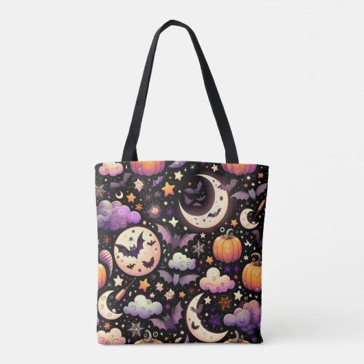 Whimsical Halloween Night Sky Pattern Tote Bag (Achterkant)