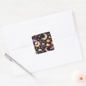 Whimsical Halloween Night Sky Pattern Vierkante Sticker (Envelop)