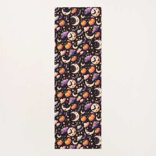 Whimsical Halloween Night Sky Pattern Yogamat (Achterkant)