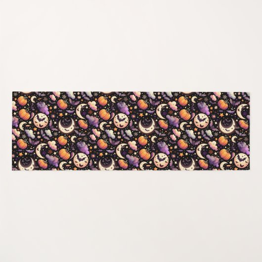 Whimsical Halloween Night Sky Pattern Yogamat (Voorkant (horizontaal))