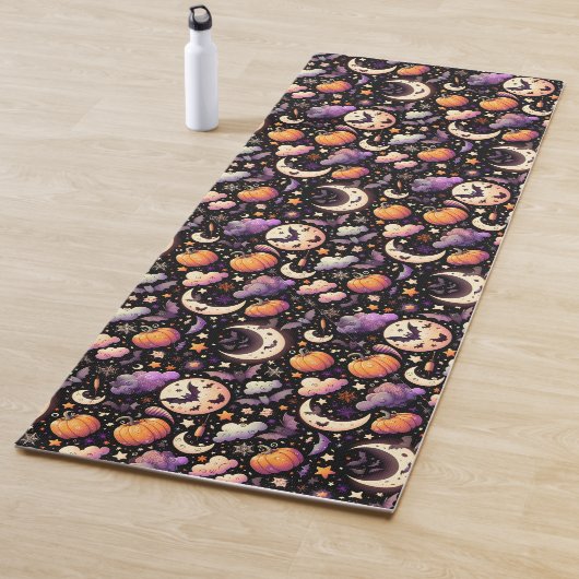 Whimsical Halloween Night Sky Pattern Yogamat (In situ)