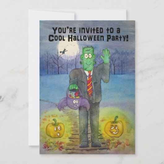 Whimsical Halloween Party Invitation Cute Kaart (Voorkant)