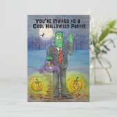 Whimsical Halloween Party Invitation Cute Kaart (Staand voorkant)