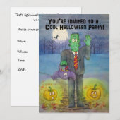 Whimsical Halloween Party Invitation Cute Kaart (Voorkant / Achterkant)