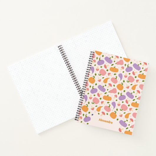 Whimsical Halloween pompoenen en paddenstoelen Cus Notitieboek (Binnen)