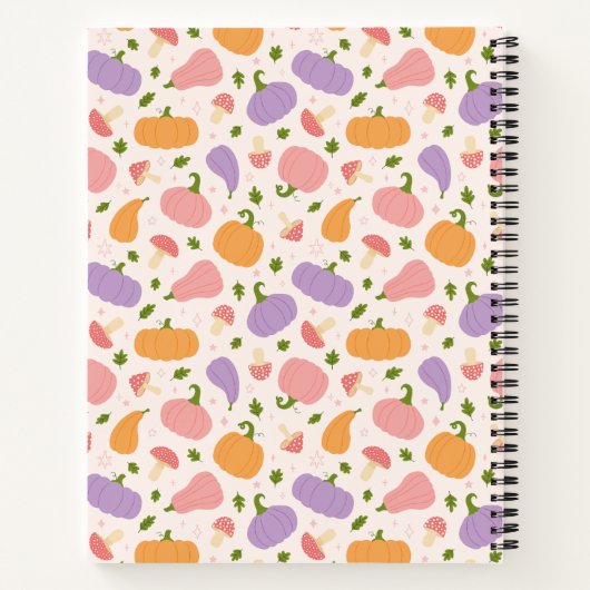 Whimsical Halloween pompoenen en paddenstoelen Cus Notitieboek (Achterkant)