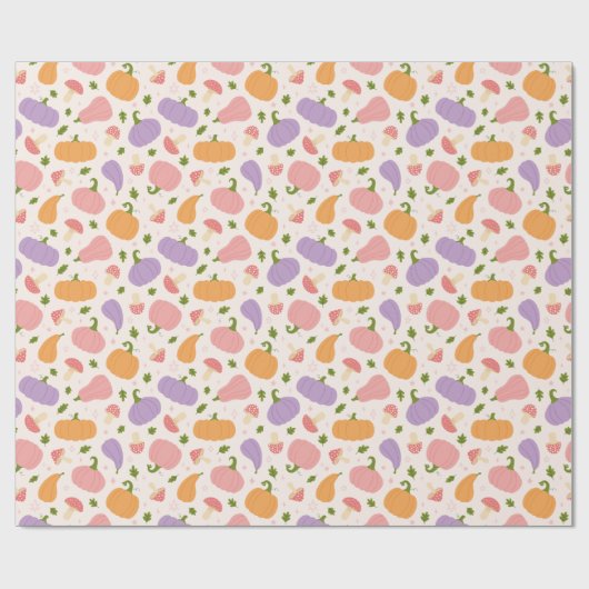 Whimsical Halloween pompoenen en paddenstoelen pat Cadeaupapier (Vlak)