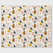Whimsical Halloween pompoenen raven herfst bloemen Cadeaupapier (Vlak)