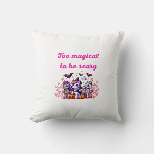 Whimsical Halloween Ponies Illustration - "Too Mag Kussen (Voorkant)