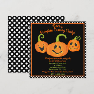 Whimsical Halloween Pumpkin Carving Costume Party Kaart