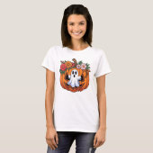 Whimsical Halloween Pumpkin Speelse Ghost T-shirt (Voorkant volledig)