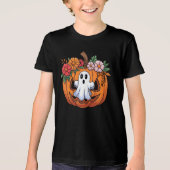 Whimsical Halloween Pumpkin Speelse Ghost T-shirt (Voorkant)
