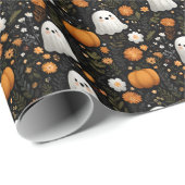 Whimsical Halloween Schattigee Ghosts & Pumpkins O Cadeaupapier (Rol Hoek)