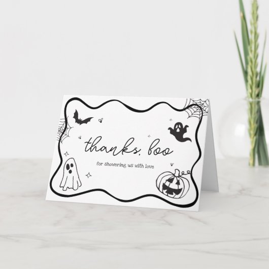 Whimsical Halloween Scribble Baby shower Bedankkaart (Voorkant)