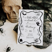 Whimsical Halloween Scribble Baby shower Kaart