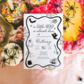 Whimsical Halloween Scribble Baby shower Kaart