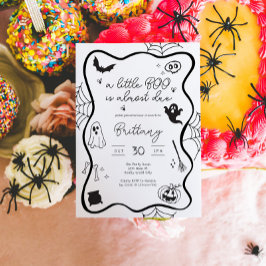 Whimsical Halloween Scribble Baby shower Kaart