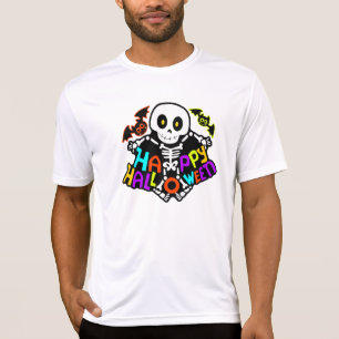 Whimsical Halloween-skelet en vleermuizenontwerp T-shirt