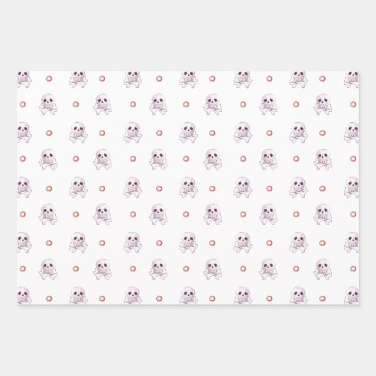 Whimsical Halloween Snoep and Skulls Pattern Inpakpapier Vel (Voorkant 3)