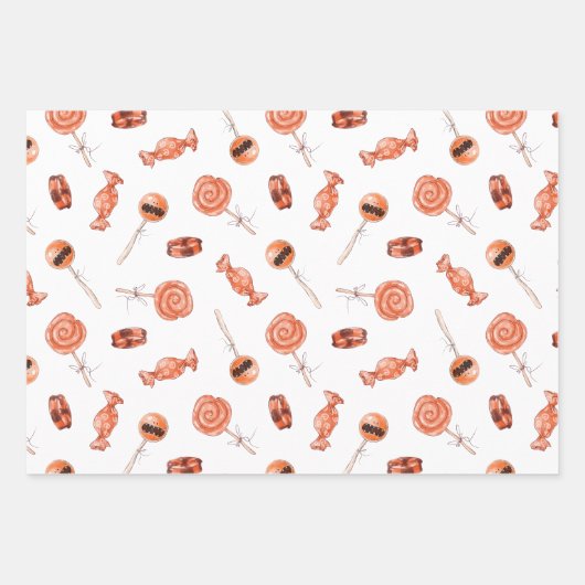 Whimsical Halloween Snoep and Skulls Pattern Inpakpapier Vel (Voorkant 2)
