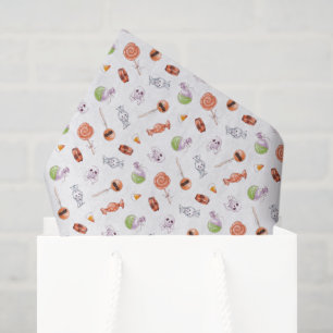 Whimsical Halloween Snoep and Skulls Pattern Tissuepapier