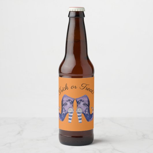 Whimsical Halloween Witch Boots  Bier Etiket (Voorkant)