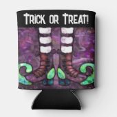 Whimsical Halloween Witch Boots Paarse Groen Blikjeskoeler (Achterkant)