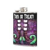 Whimsical Halloween Witch Boots Paarse Groen Heupfles (Links)