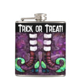 Whimsical Halloween Witch Boots Paarse Groen Heupfles (Voorkant)