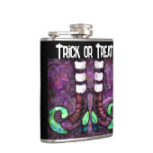 Whimsical Halloween Witch Boots Paarse Groen Heupfles (Rechts)