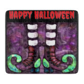 Whimsical Halloween Witch Boots Paarse Groen Rood Snijplank (Voorkant)