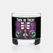 Whimsical Halloween Witch Boots Paarse Groen Whisky Glas (Voorkant)