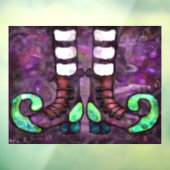 Whimsical Halloween Witch Boots Paarse Groen Zwart Raamsticker (Vel 3)