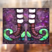 Whimsical Halloween Witch Boots Paarse Groen Zwart Raamsticker (Vel 2)