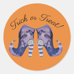 Whimsical Halloween Witch Boots Ronde Sticker