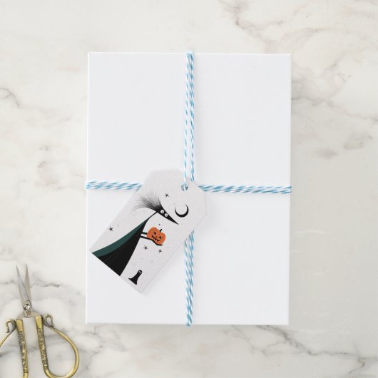 Whimsical Halloween Witch Gift Label - 3 kleuren Cadeaulabel (Met Touw)