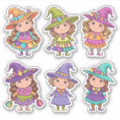 Whimsical Halloween Witches Sticker Sheet (Voorkant)