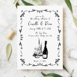 Whimsical hand beletterd geïllustreerd diner kaart<br><div class="desc">Whimsical Hand Lettered Illustrated Dinner bruiloft uitnodiging</div>