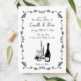Whimsical hand beletterd geïllustreerd diner kaart