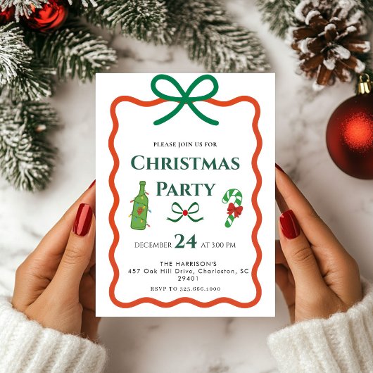Whimsical Hand Draw lijst Vakantie Kerstdiner Kaart