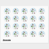 Whimsical Hand draw Snowman Ronde Sticker (Vel)