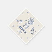 Whimsical Hand Drawing Blue Birthday drinken Party Servet (Hoek)