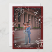 Whimsical Hand Drawn 2 Photo Fun Scribble Wedding Save The Date (Voorkant)