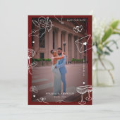 Whimsical Hand Drawn 2 Photo Fun Scribble Wedding Save The Date (Staand voorkant)